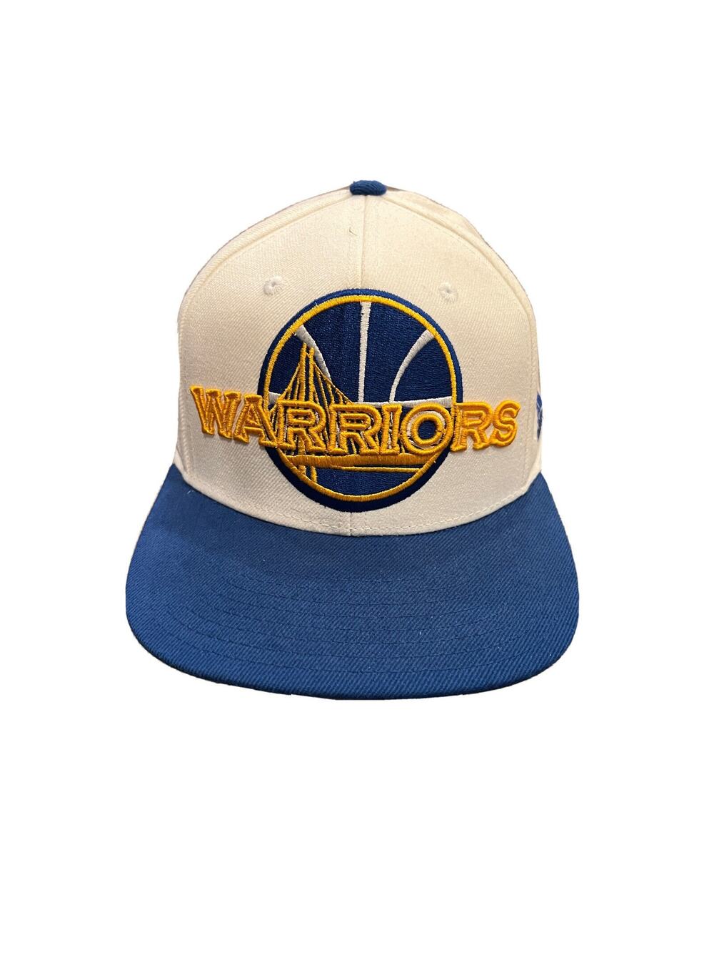 Adidas Mens White Blue NBA Golden State Warriors Adjustable Snapback Hat Cap